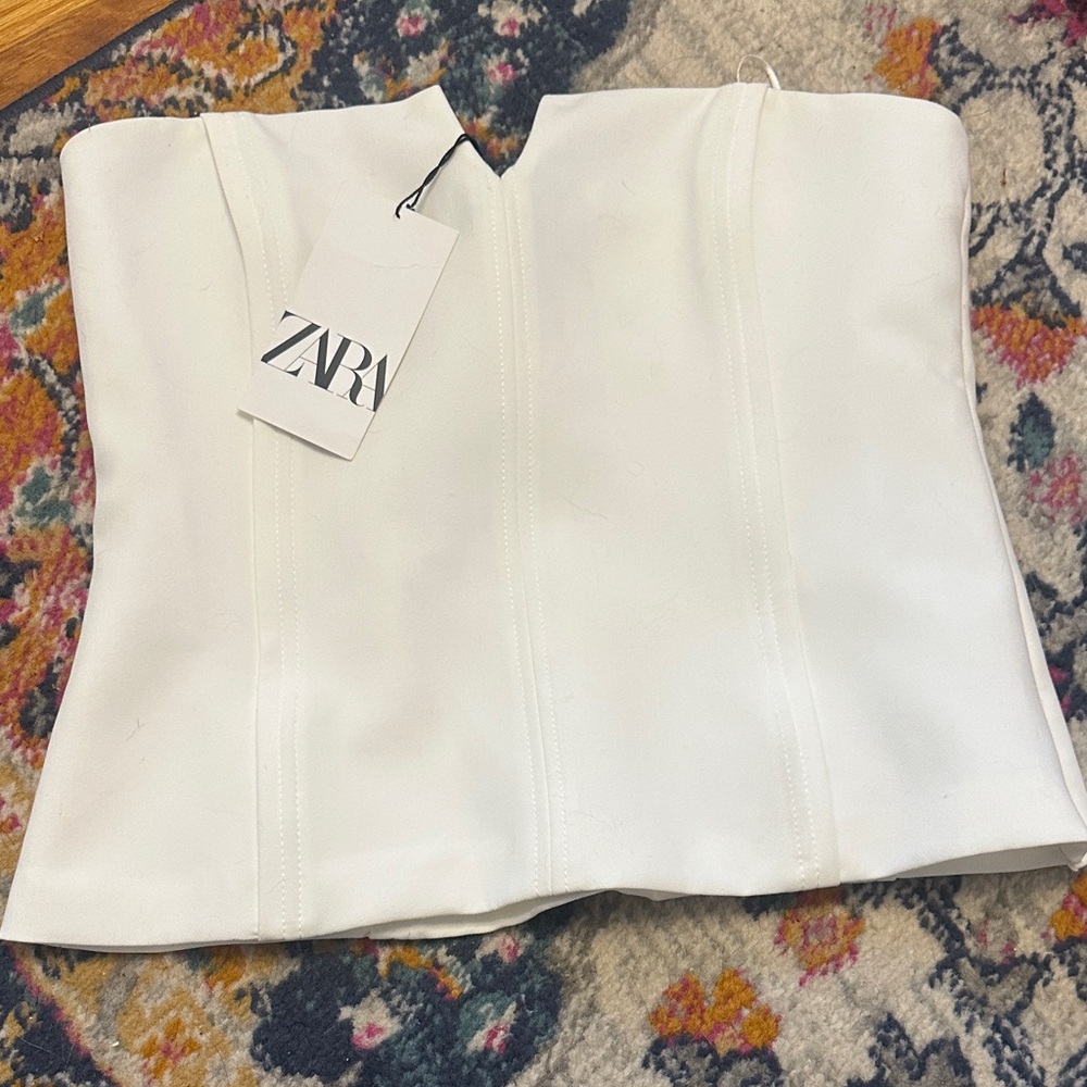 Zara Ivory Strapless Corset Top